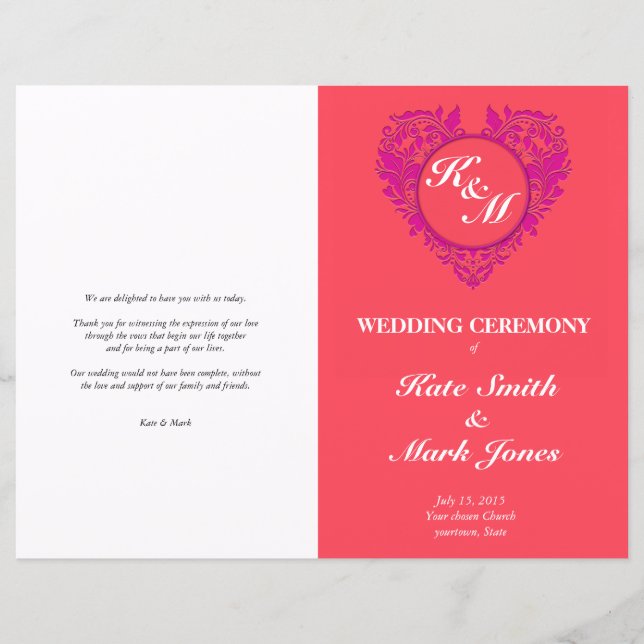 HeartParty - Raspberry e Magenta Damask Heart (Frente)