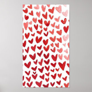 hearts poster red and white