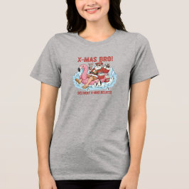 Heather Grey Bro Santa Tee: Womens Tri-Blend Funny