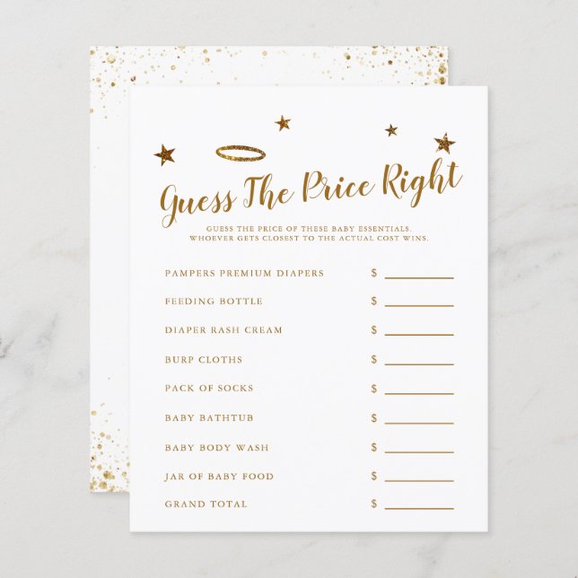 Heaven Enviou Chá de fraldas Adivinha O Preço Cert (Frente/Verso)