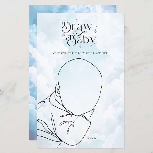 Heaven Sent Chá de fraldas Game Desenhar Baby (Frente/Verso)