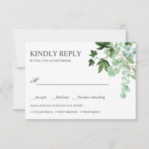 Hedera Ivy Folha WEDDING RSVP — ESCOLHA DE REFEI