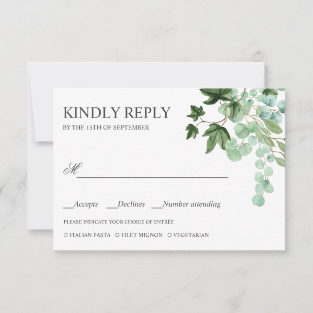Hedera | Ivy Folha WEDDING RSVP — ESCOLHA DE REFEI (Frente)