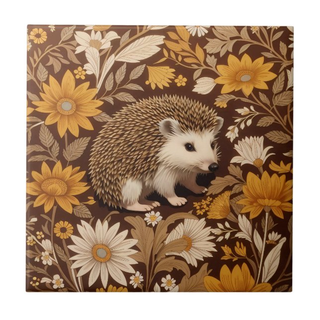 Hedgehog Brown Floral William Morris Inspirou (Frente)