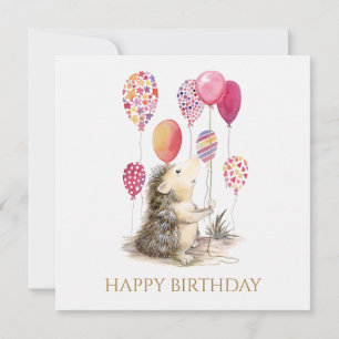 Hedgehog com balões cor-de-rosa Parabéns