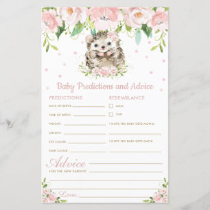 Hedgehog Floral Baby Predictions & Advice Chá