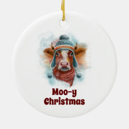 Heifer Em Um Enfeites de natal De Chapéu