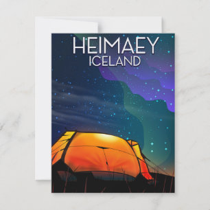 Heimaey, Islândia, pôster de férias de acampamento