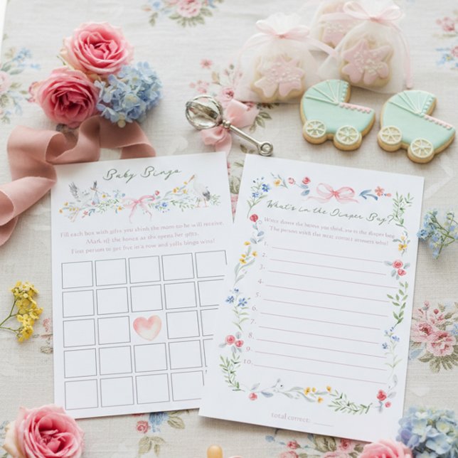 Heirloom Rose and Stork Baby Shower Games (Criador carregado)