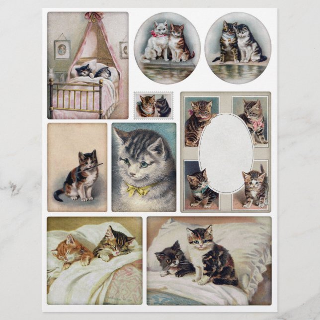 Helena Maguire Vintage Cat and Kitten Fussy Cuts (Frente)