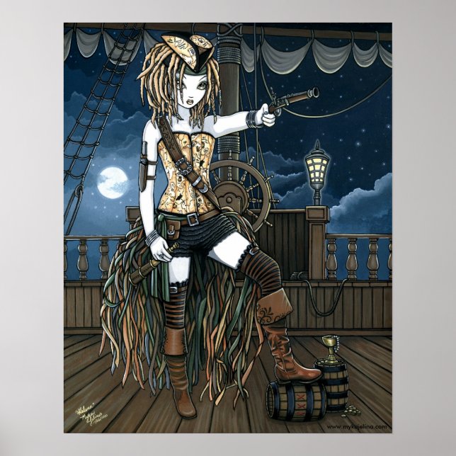 "Helena" Sky Pirate Navio Moon Fae Poster (Frente)