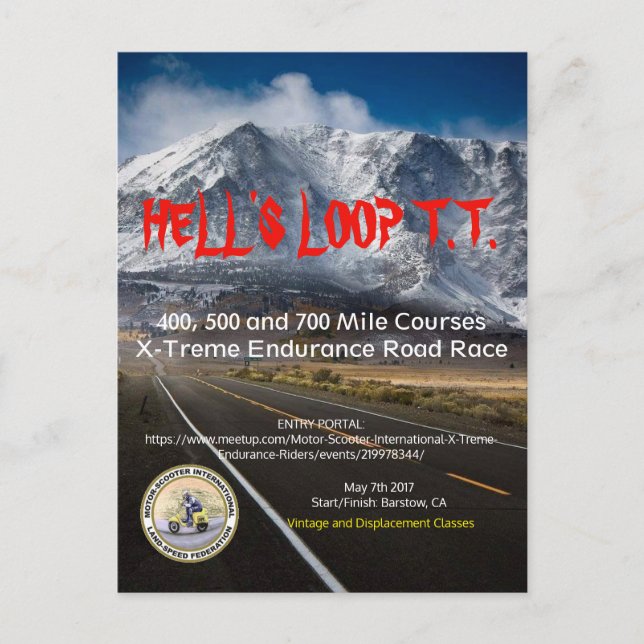 HELL ESTÁ NO LOOP T.T. CARTÃO POSTAL 2017 (Frente)