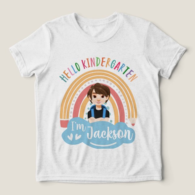 Hello Kindergarten - Personalized Shirt For Boy (Design frontal)