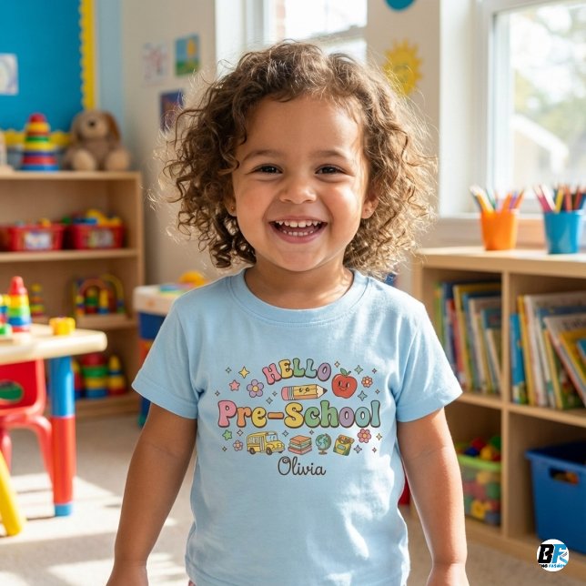 Hello Pre-School Retro Groovy Icons Personalized N (Criador carregado)