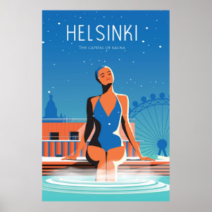 Helsínquia Finlândia poster de viagens vintafe