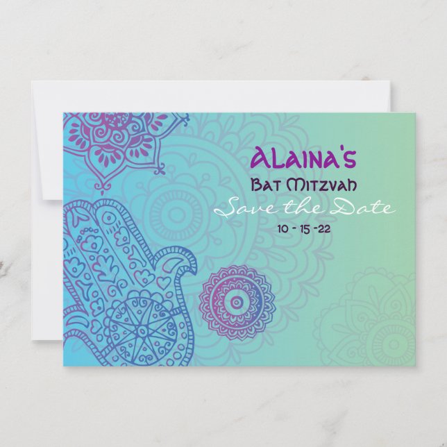 HEMSA HAND Bat Mitzvah Convite Salvar Data (Frente)