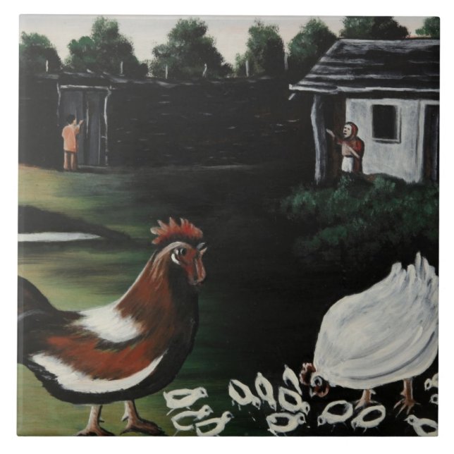 Hen with her Chicks in a Rural Farmyard Landscape (Frente)