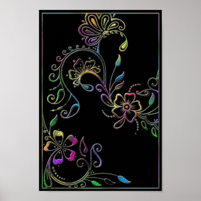Henna Floral Design Personalizado Poster (Frente)