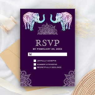 Henna Tattooed Elephants Indian Weding RSVP