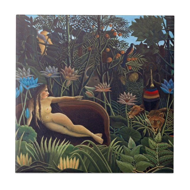 Henri Rousseau O Sonho - Mulher da Selva com Anima (Frente)