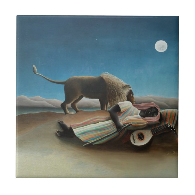 Henri Rousseau Sleeping Gypsy Lion Painting (Frente)