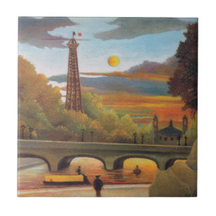 Henri Rousseau - Torre Seine e Eiffel em Sunset