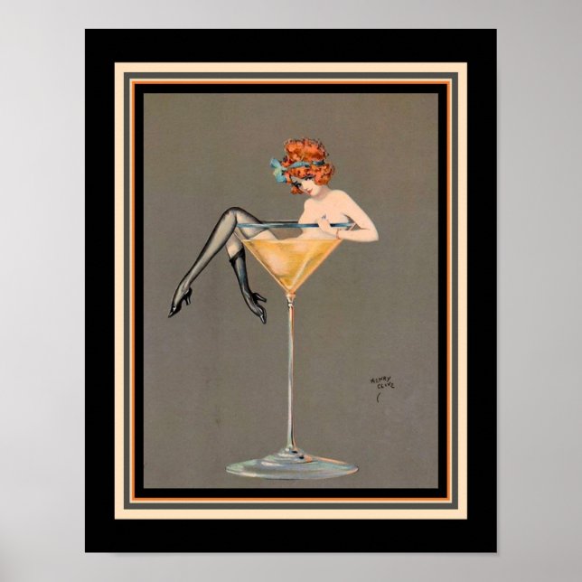 "Her Martini" 1920 Art Deco Impressão (Frente)