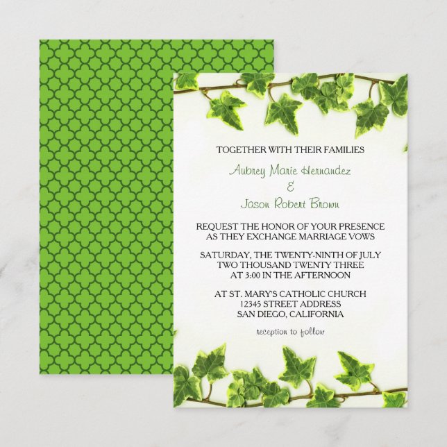 Hera Verde - Convite de Casamento 3x5 (Frente/Verso)