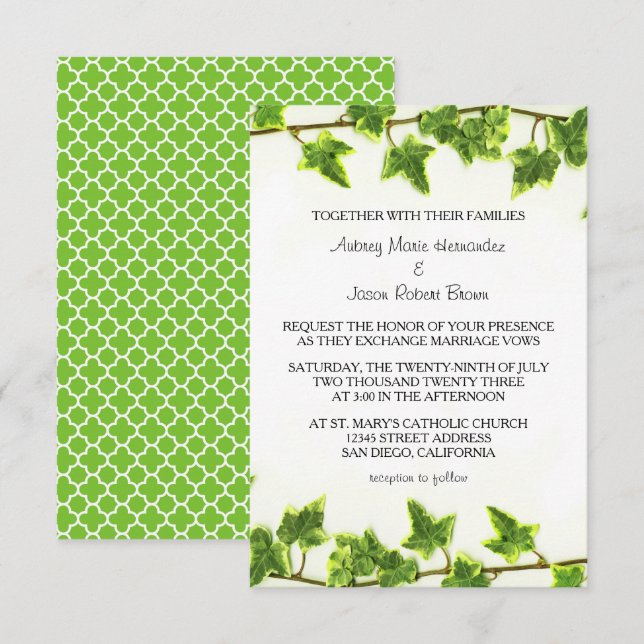 Hera Verde - Convite de Casamento 3x5 (Frente/Verso)