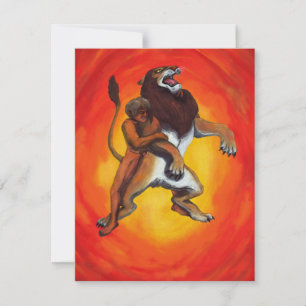 herálculos de fantasia de aquarela lutando leão