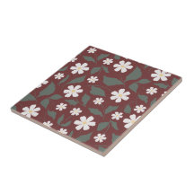 Herança Moderna Daisy Floral Vermelho Escuro & Ver
