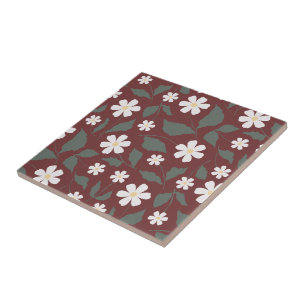 Herança Moderna Daisy Floral Vermelho Escuro & Ver