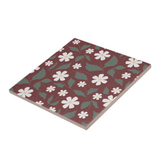 Herança Moderna Daisy Floral Vermelho Escuro & Ver