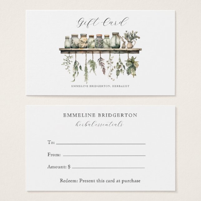 Herbalist Gift Certificate (Frente & Verso)