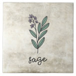 Herbs Sage Farmhouse Rustic<br><div class="desc">Sage herbáceo num fundo rústico. Script simples. Um gráfico de aquarela simples foi usado para fazer este azulejo cerâmico de fazenda.</div>