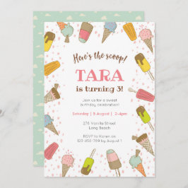 Heres o convite do aniversário do sorvete da