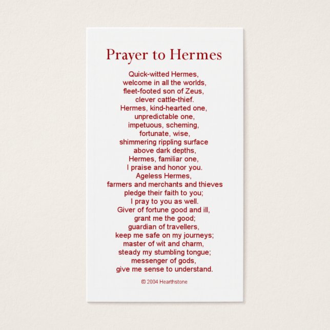 Hermes Prayer Card (Frente)
