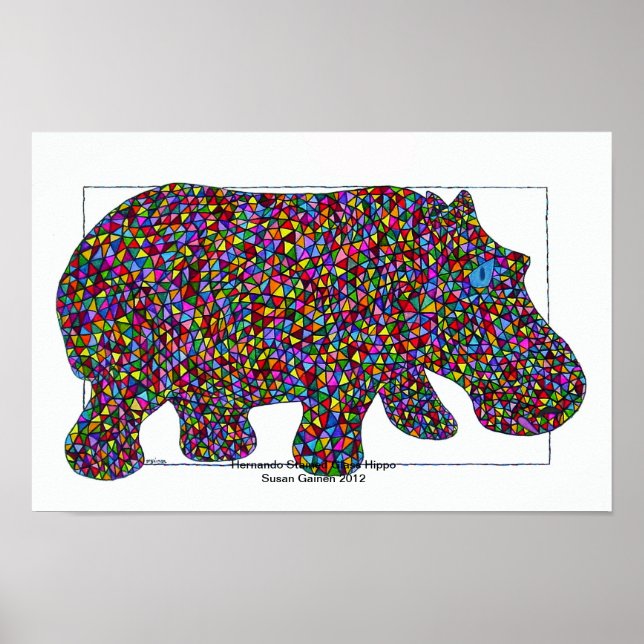 Hernando StainGlass Hippo Poster (Frente)