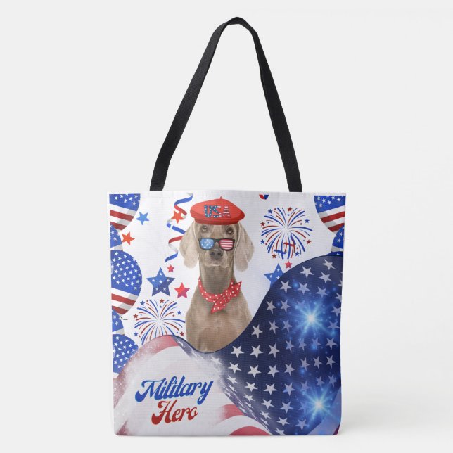 Herói Militar Weimaraner Tote Bag (Frente)