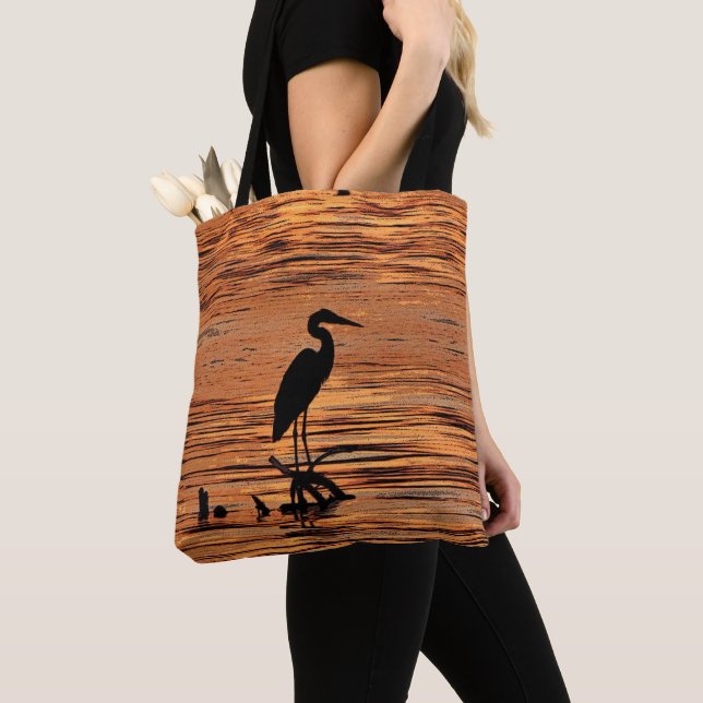 Heron Bird no Sunset Animal Tote Bag (Close Up)