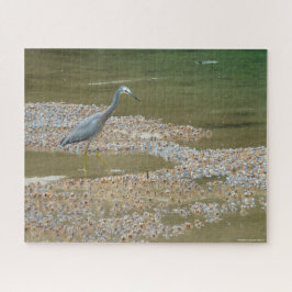 Heron e caranguejos-bebês, quebra-cabeça de serra-