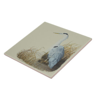 Heron No Azulejo Marsh Edge