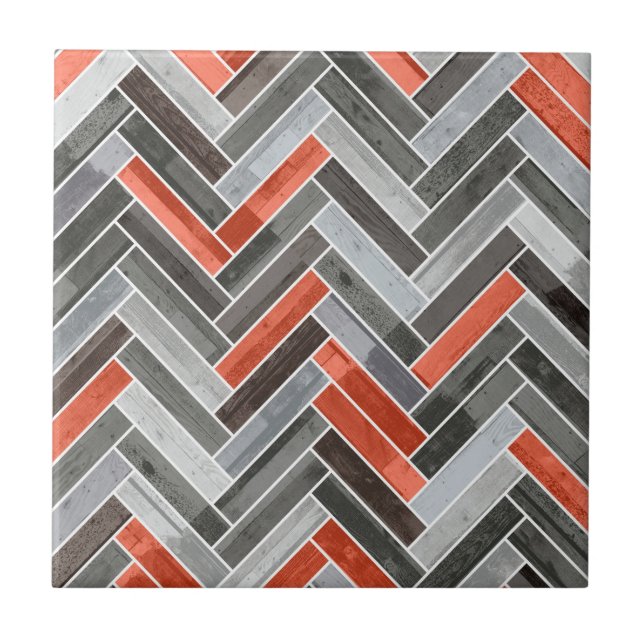 Herringbone Pattern in Orange Grey (Frente)