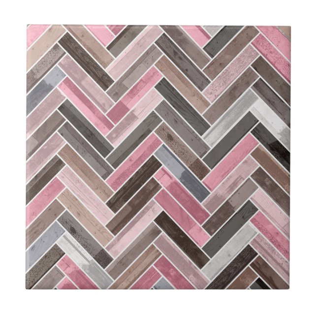 Herringbone Pattern in Pink Grey (Frente)