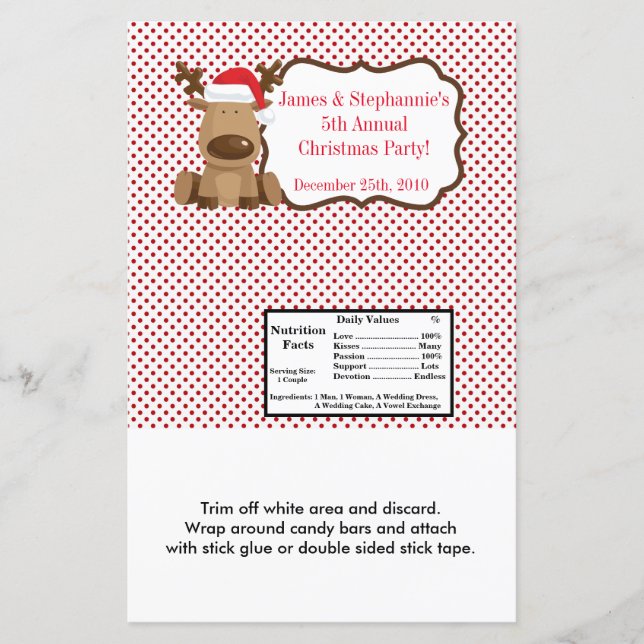 Hershey's Large Bar Wrapper Reindeer Christmas XMA (Frente)