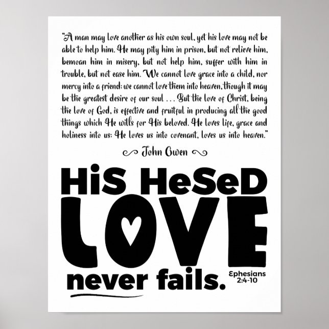 "Hesed Nunca Falha" Poster semibrilho 11x14 (Frente)