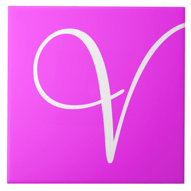 Hex ff33ff Número de cor Monograma Azulejo cerâmic (Frente)