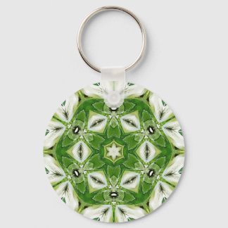 Hexágono Branco Verde Caleidoscópio Chaveiro