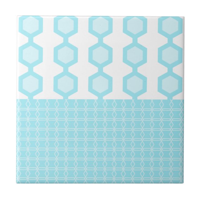 Hexágonos Moderno de Meados do Século Azul Bebê Pa (Frente)
