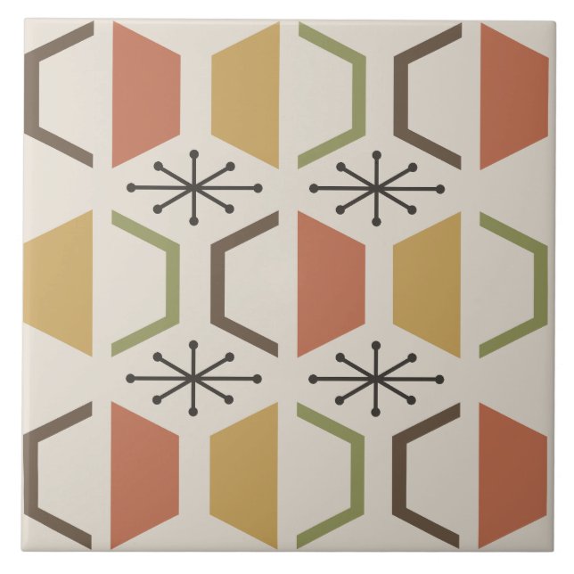 Hexágonos Modernos de meio século Multicolores (Frente)